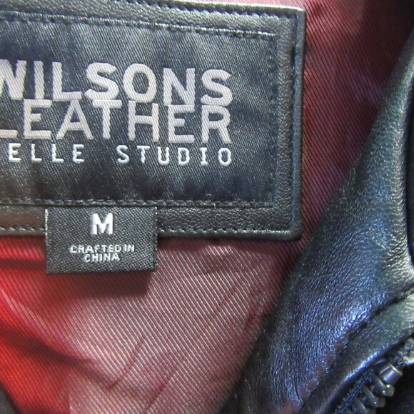 Womens Wilsons Leather Pelle Studio Black Leather Zip Up Jacket Sz L - Picture 6 of 7